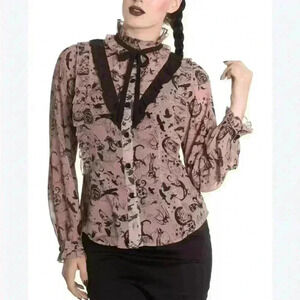 Spin Doctor hell bunny  goth ruffle women’s blouse sz medium